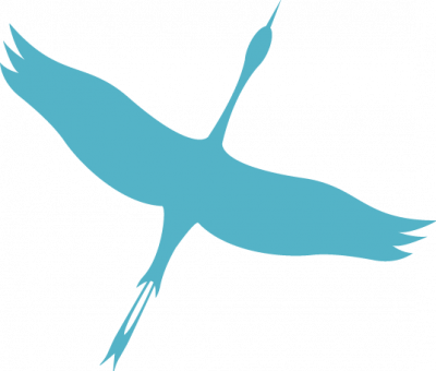 Der Storch aus dem IVT-Logo, der nach rechts oben fliegt.